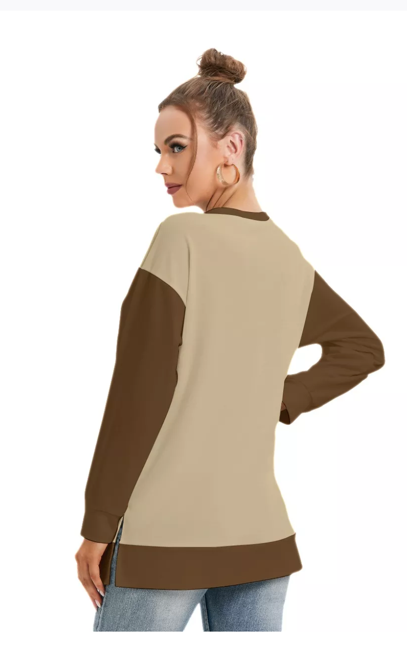 Women's Side Split O-neck Fall Sweatshirt