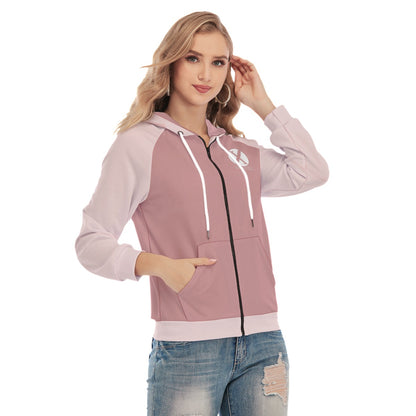 Women's Raglan Sleeve Hoodie With Zipper Closure