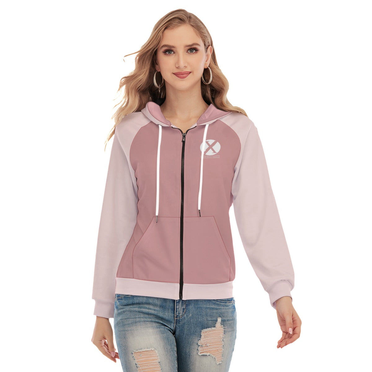 Women's Raglan Sleeve Hoodie With Zipper Closure